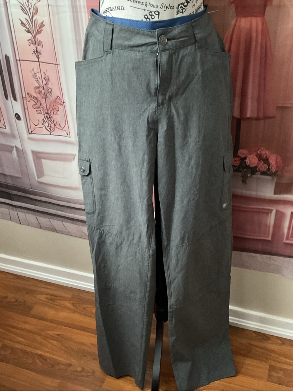 Women's Gray Cargo Track Pants with Side Pockets